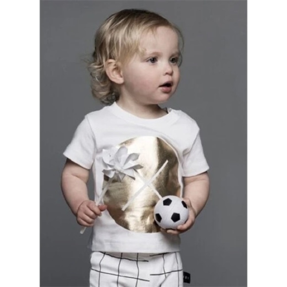 Huxbaby Cotton Drop Back Gold Circle Cross Tshirt